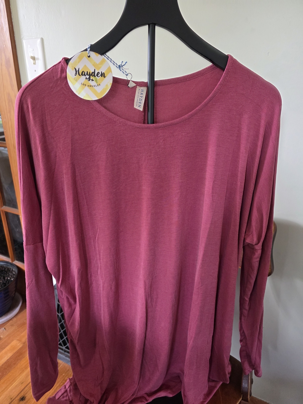 Hayden Rose-Mauve Long Sleeve Crewneck Top